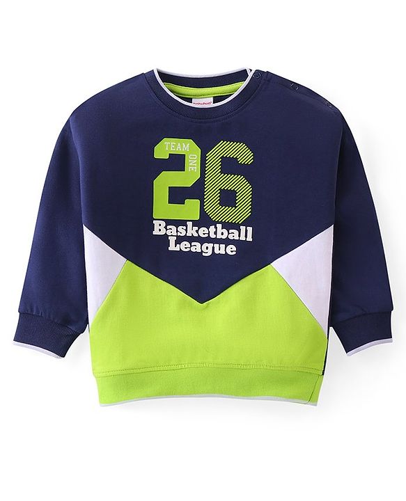 Babyhug Cotton Knit Full Sleeves T-Shirt & Pants Set With Color Block Print - Multicolor