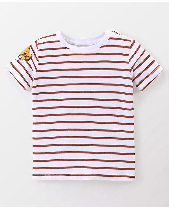 Babyhug Disney Single Jersey Knit Dungaree with Half Sleeve T-Shirt Lion King Print - Yellow