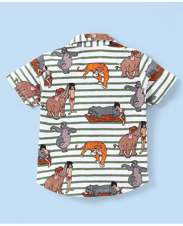Babyhug Disney Cotton Knit Half Sleeves Shirt & Shorts Set with Inner Tee & The Jungle Book Graphics - Multicolour
