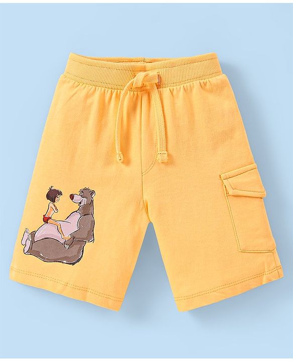 Babyhug Disney Cotton Knit Half Sleeves Shirt & Shorts Set with Inner Tee & The Jungle Book Graphics - Multicolour