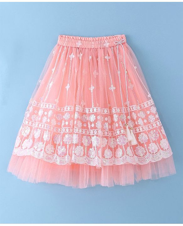 Babyhug Woven Singlet Choli With Sequenced Embroidered Lehenga & Short Sleeves Shrug - Hot Pink