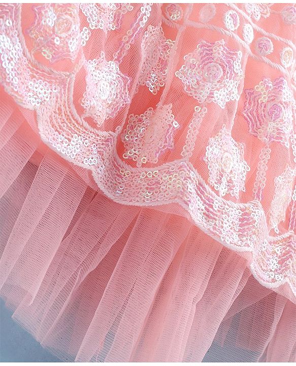 Babyhug Woven Singlet Choli With Sequenced Embroidered Lehenga & Short Sleeves Shrug - Hot Pink