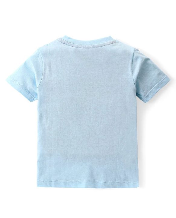Babyhug Single Jersey Cotton Knit Half Sleeves Teddy Printed T-Shirt & Striped Shorts Set - Multicolor