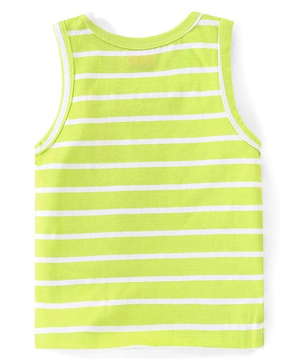 Babyhug 100% Cotton Knit Sleeveless  Antibacterial Sando  with Striped & Frog Print  Pack of 3 - Multicolour