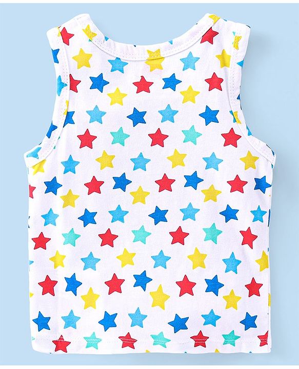 Babyhug 100% Cotton Single Jersey Anti Bacterial Sleeveless Vests Bear & Star Print Pack Of 3 - Multicolor