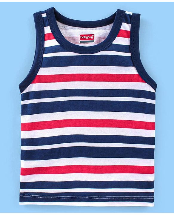 Babyhug 100% Cotton Knit Antibacterial Sleeveless Stripes Sandos with Star & Cars Print Pack of 5 - Multicolour