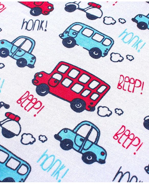 Babyhug 100% Cotton Knit Antibacterial Sleeveless Stripes Sandos with Star & Cars Print Pack of 5 - Multicolour