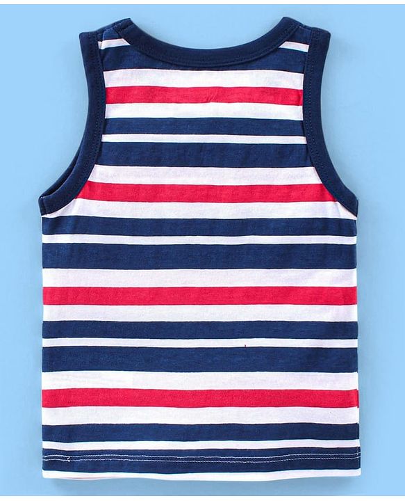Babyhug 100% Cotton Knit Antibacterial Sleeveless Stripes Sandos with Star & Cars Print Pack of 5 - Multicolour