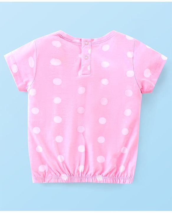 Babyhug Disney  Half Sleeves Top with Minnie Mouse Graphics & Reversible Sequins Detailing - Pink