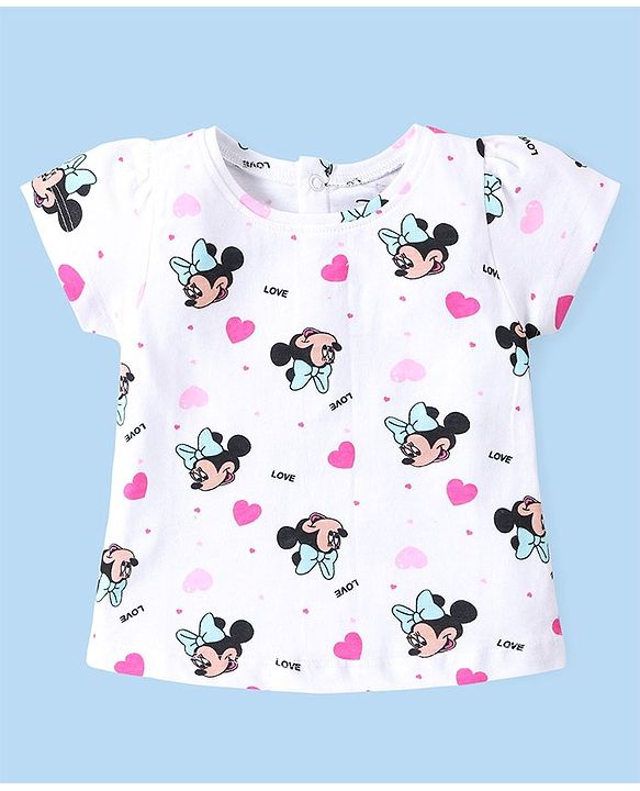 Babyhug Disney 100% Cotton Knit Half Sleeves Tops with Minnie Mouse Graphics Pack of 2 - Multicolour