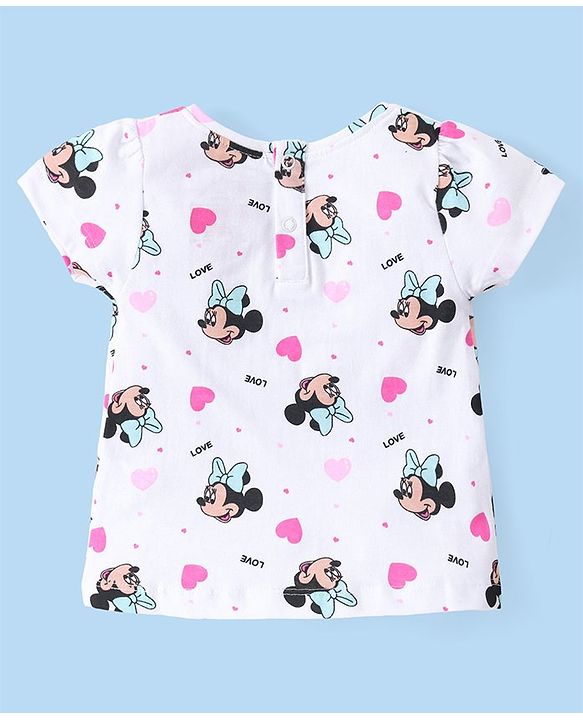 Babyhug Disney 100% Cotton Knit Half Sleeves Tops with Minnie Mouse Graphics Pack of 2 - Multicolour
