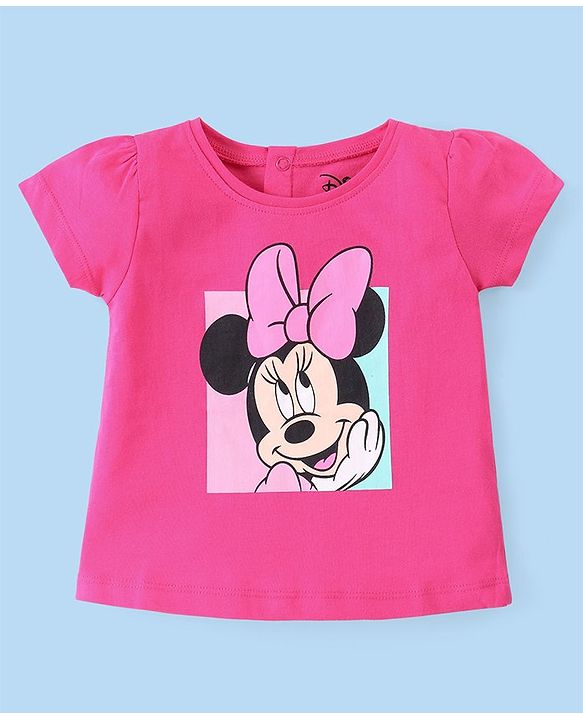 Babyhug Disney 100% Cotton Knit Half Sleeves Tops with Minnie Mouse Graphics Pack of 2 - Multicolour
