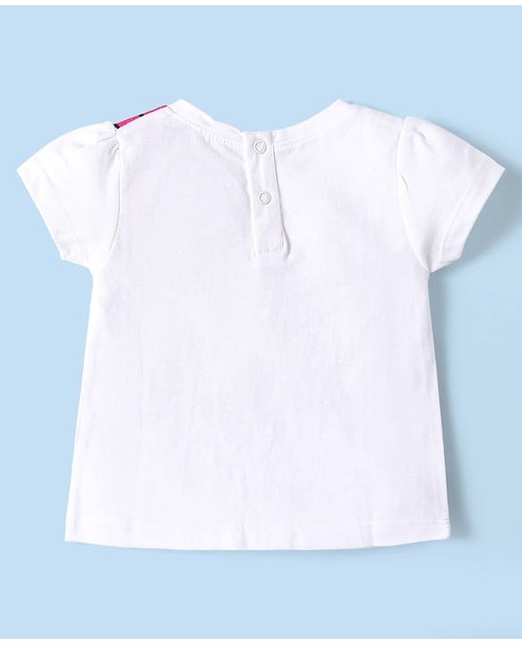 Babyhug Disney Half Sleeves Top with Minnie Mouse Graphics- White