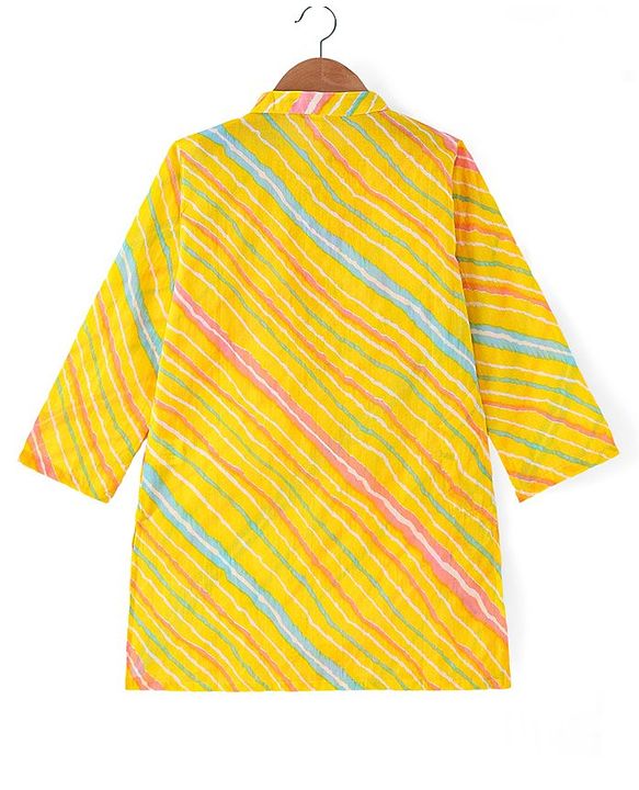 Babyhug Cotton Woven Full Sleeves Printed Kurta With Pyjama - Yellow