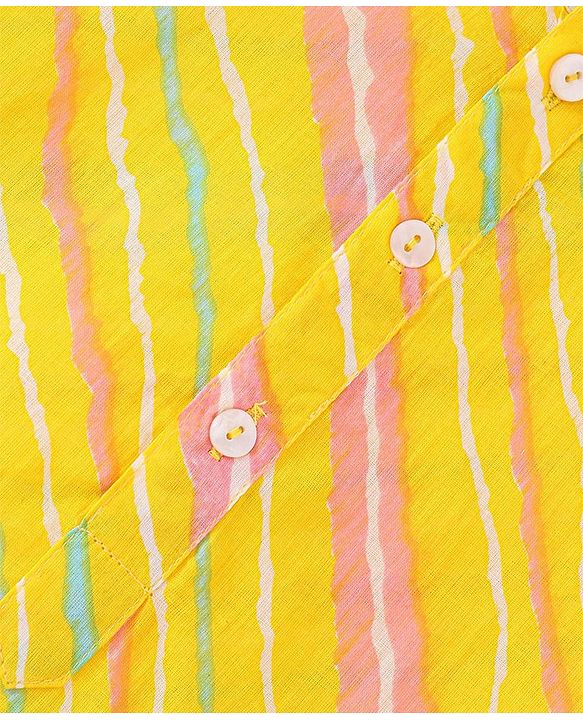 Babyhug Cotton Woven Full Sleeves Printed Kurta With Pyjama - Yellow