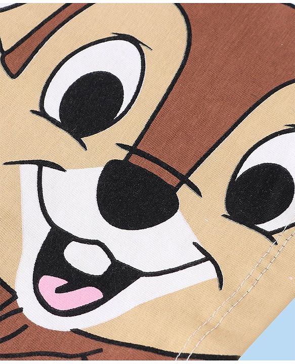 Babyhug Disney Single Jersey Knit Half Sleeves Top &  Shorts Set with Chip n Dale Print - White & Pink