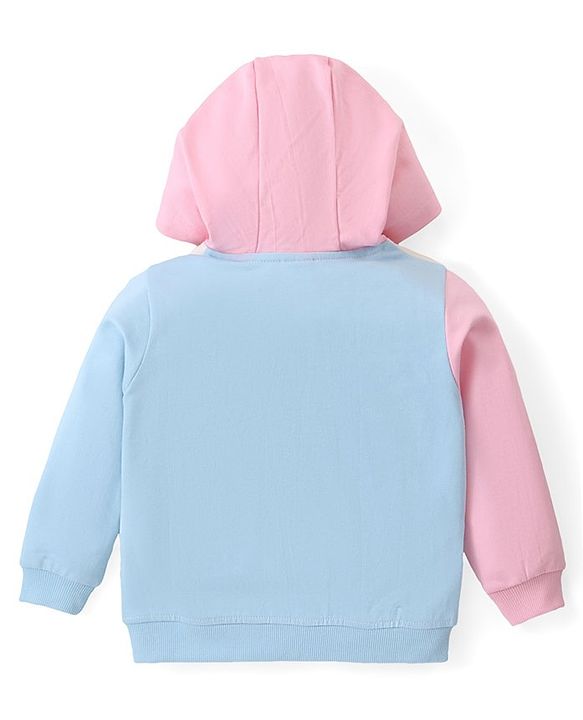 Babyhug Cotton Terry Knit Premium Light Gauge Terry Full Sleeves Hooded T-Shirt & Lounge Pants Set With Text Print - White & Pink