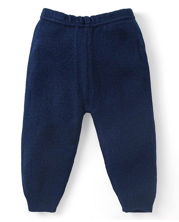 Babyhug Knit Full Sleeves Sweater & Pant Set Floral Design - Red & Navy Blue
