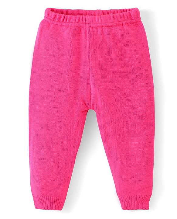 Babyhug Knit Full Sleeves Sweater Set  with Floral Design - Pink