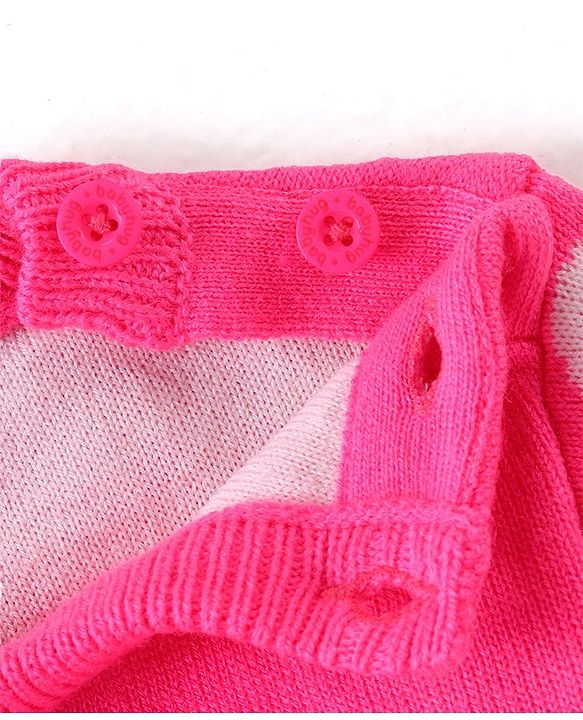 Babyhug Knit Full Sleeves Sweater Set  with Floral Design - Pink