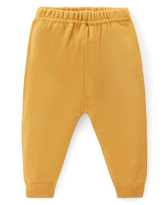 Babyhug Knit Full Sleeves Sweater Set with Aztec Design - Yellow