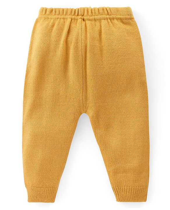 Babyhug Knit Full Sleeves Sweater Set with Aztec Design - Yellow
