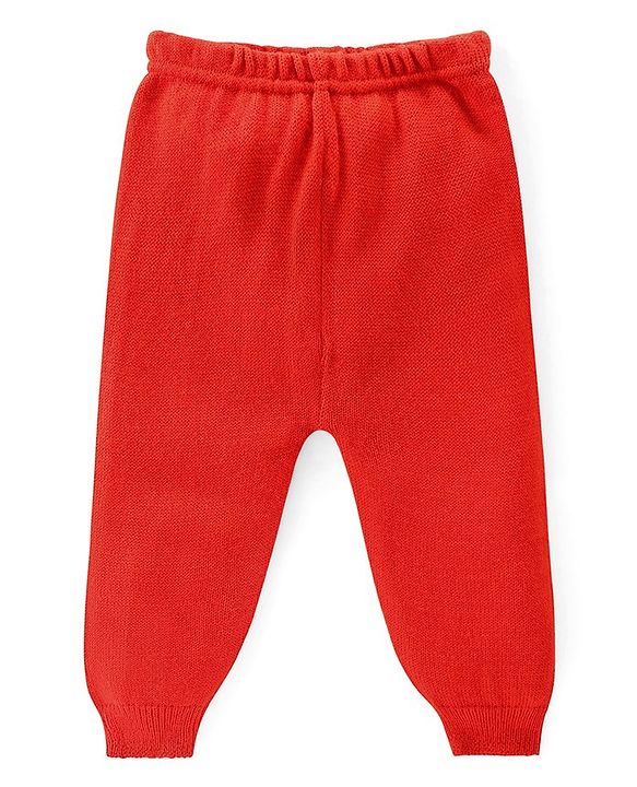 Babyhug Knitted Full Sleeves Pullover Sweater Set with Cars Design - Red