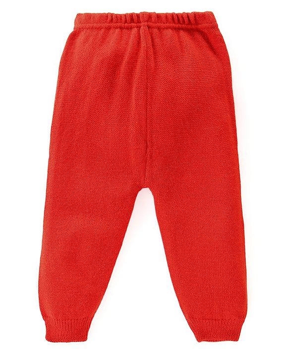 Babyhug Knitted Full Sleeves Pullover Sweater Set with Cars Design - Red