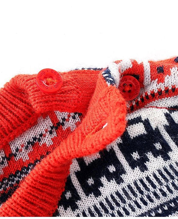 Babyhug Knitted Full Sleeves Pullover Sweater Set with Cars Design - Red