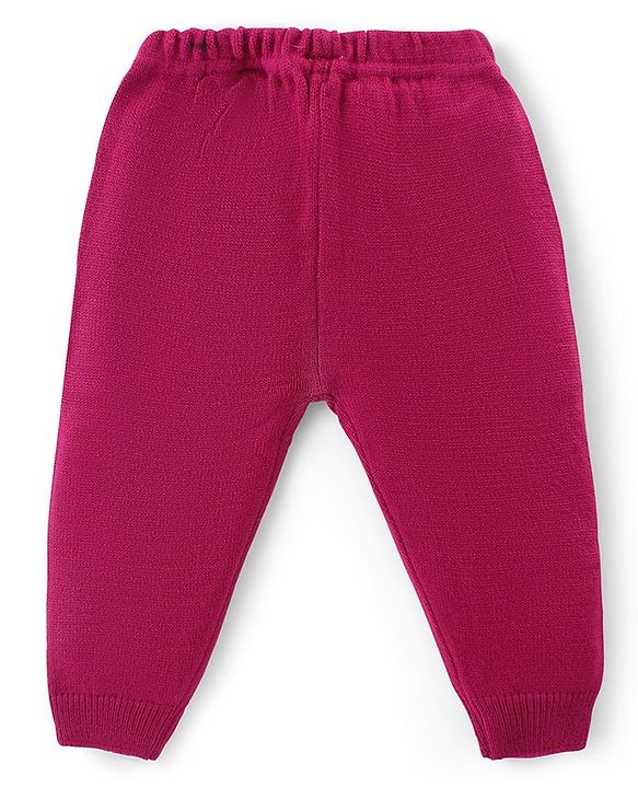 Babyhug Knitted Full Sleeves Pullover Sweater Set with Aztec Design - Pink