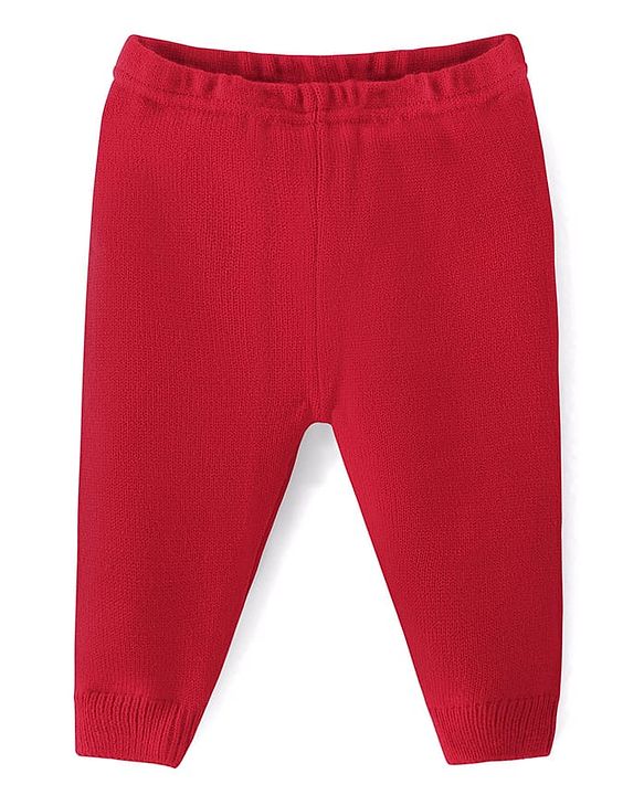 Babyhug Knit Full Sleeves Pullover Sweater & Pant Set  Argyle Design - Red