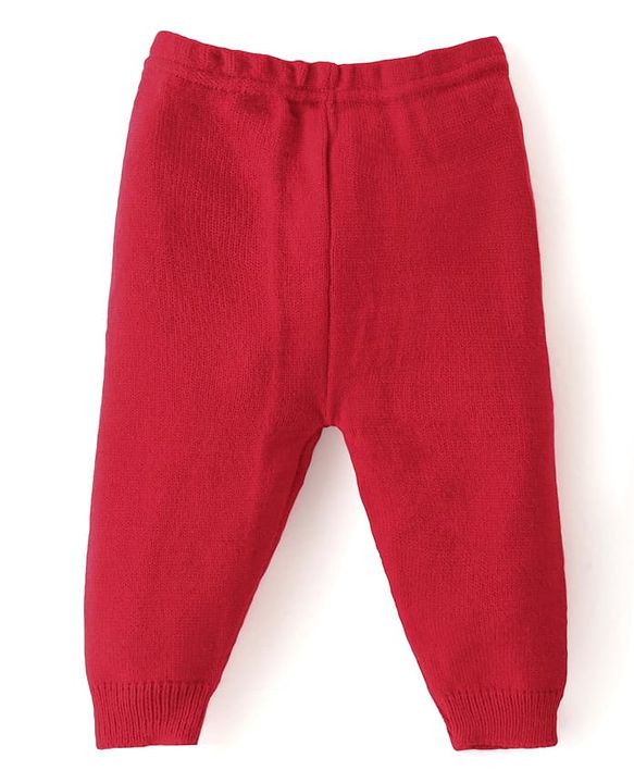 Babyhug Knit Full Sleeves Pullover Sweater & Pant Set  Argyle Design - Red