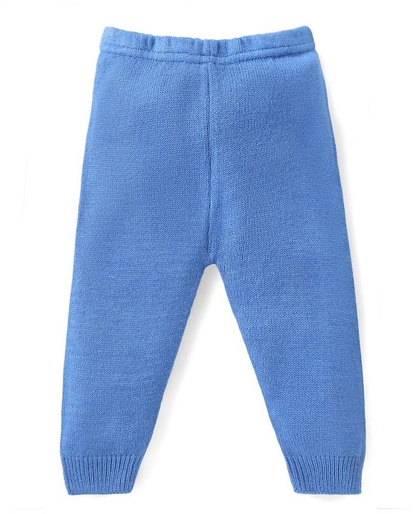 Babyhug Knitted Full Sleeves Pullover Sweater & Pant Set with Aztec Design - Blue