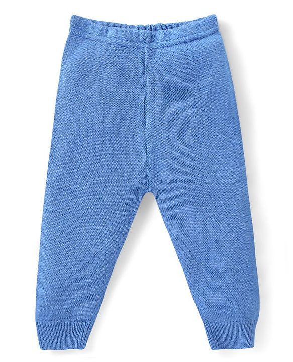 Babyhug Knitted Full Sleeves Pullover Sweater & Pant Set with Aztec Design - Blue