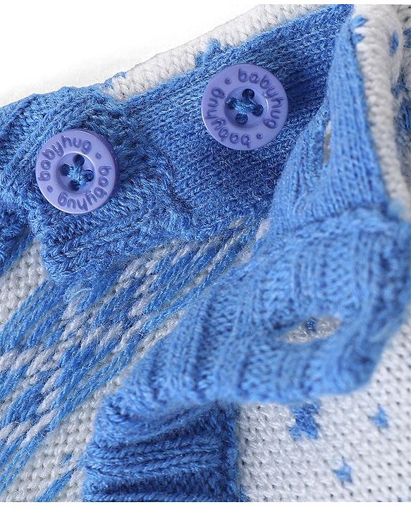 Babyhug Knitted Full Sleeves Pullover Sweater & Pant Set with Aztec Design - Blue