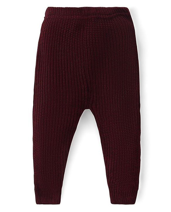Babyhug Knitted Full Sleeves Pullover Sweater Set with Colour Block Design - Green White &  Maroon