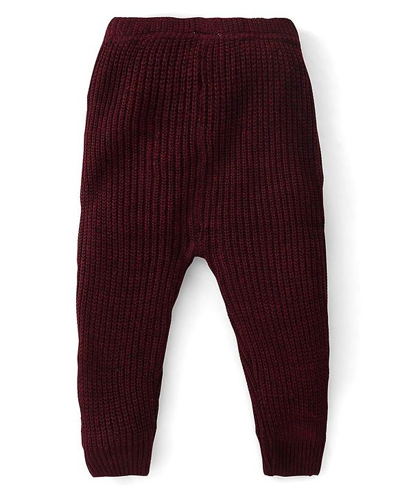 Babyhug Knitted Full Sleeves Pullover Sweater Set with Colour Block Design - Green White &  Maroon