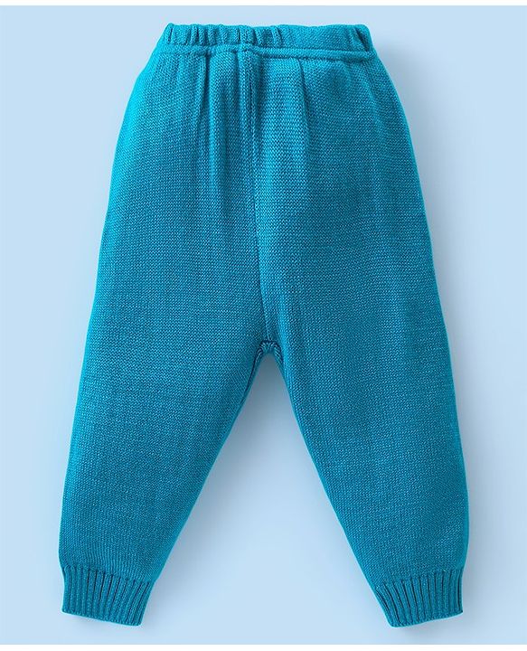 Babyhug Knitted Full Sleeves Striped Hooded Sweater Set - Blue & Yellow