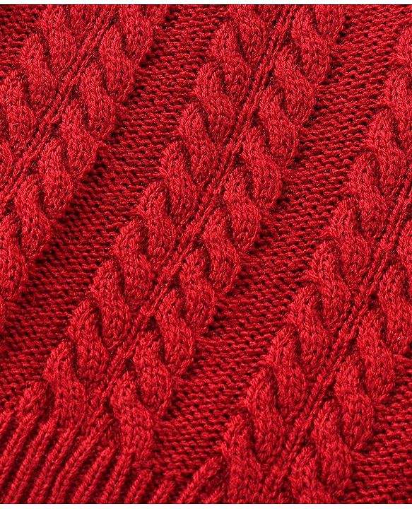 Babyhug Knit Full Sleeves Sweater Set with Cable Knit Design - Rust