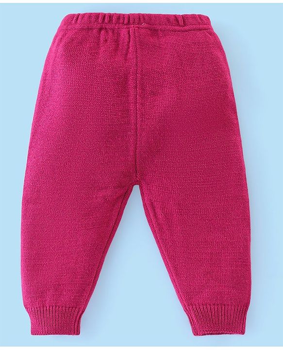 Babyhug Knitted Full Sleeves Sweater Set with Duck Design - Pink