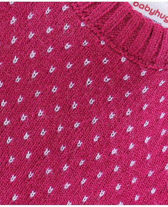 Babyhug Knitted Full Sleeves Sweater Set with Duck Design - Pink