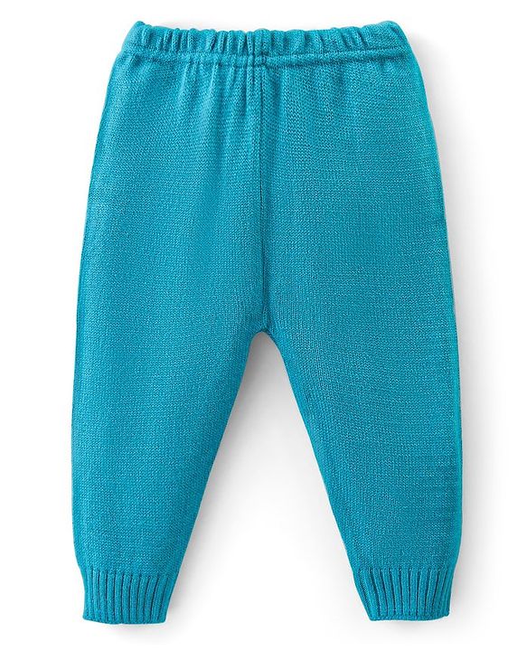 Babyhug Knit Full Sleeves Sweater Set with Aztec & Reindeer Design - Blue