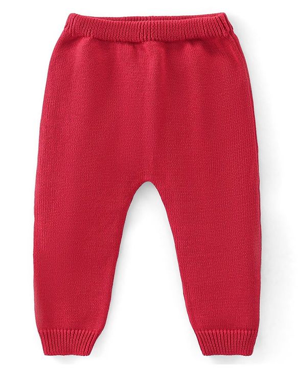 Babyhug Organic Cotton Knit Full Sleeves Sweater Set with Cap Reindeer Patch & Stripes - Red & White