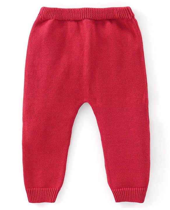 Babyhug Organic Cotton Knit Full Sleeves Sweater Set with Cap Reindeer Patch & Stripes - Red & White