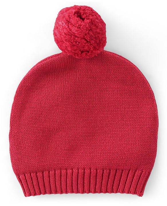 Babyhug Organic Cotton Knit Full Sleeves Sweater Set with Cap Reindeer Patch & Stripes - Red & White