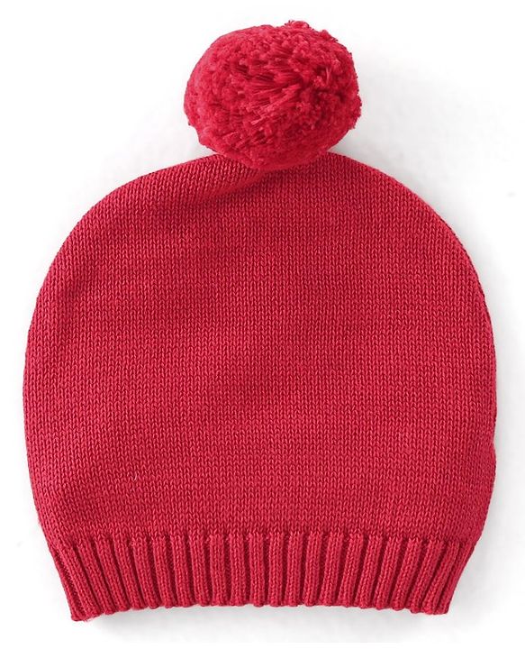 Babyhug Organic Cotton Knit Full Sleeves Sweater Set with Cap Reindeer Patch & Stripes - Red & White