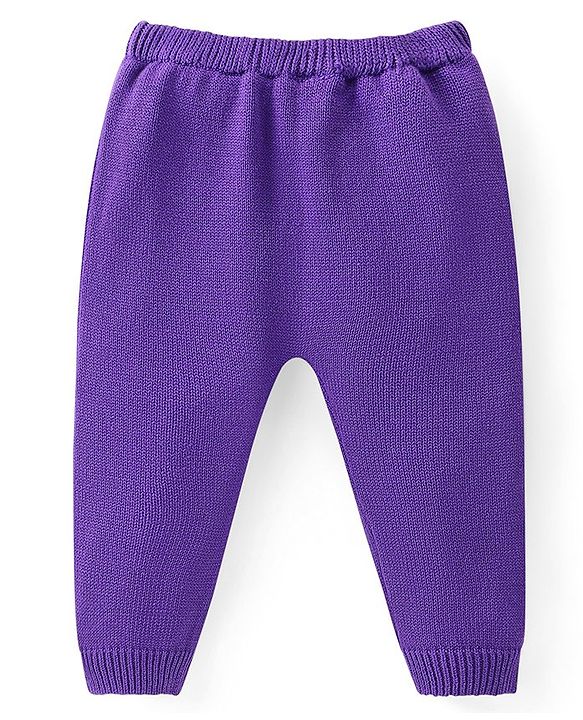 Babyhug Knit Full Sleeves Pullover Sweater Set with Cap & Car Design - Purple