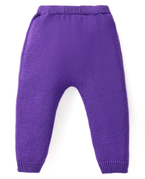 Babyhug Knit Full Sleeves Pullover Sweater Set with Cap & Car Design - Purple