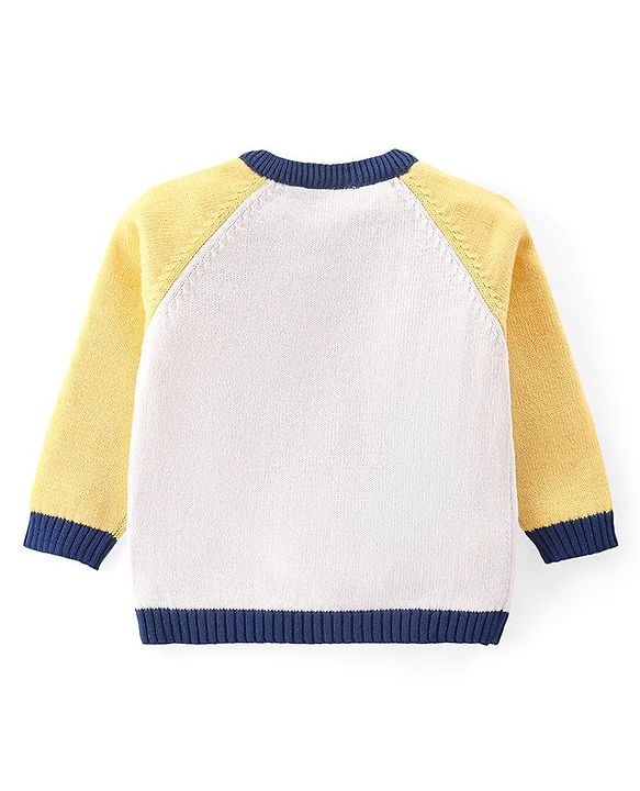 Babyhug Knit Full Sleeves Sweater Set with Giraffe Design - Yellow & Rust