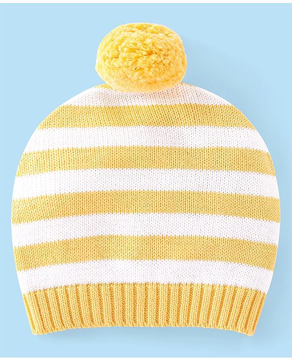 Babyhug Full Sleeves Sweater Set with Cap Lion Design - Yellow